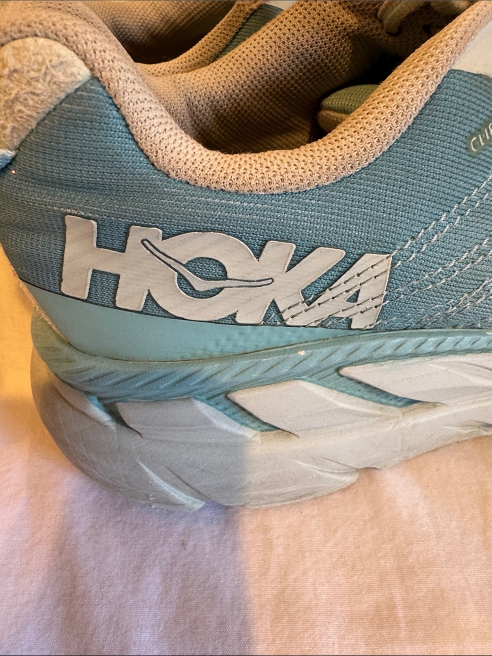 Hoka Women's Pale Blue/White Cushioned Running Sneakers - Picture 3 of 6